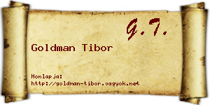 Goldman Tibor névjegykártya